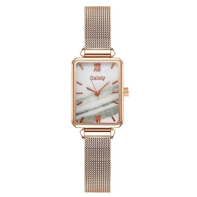 Women Watches Fashion Square Ladies Quartz Bracelet Set
