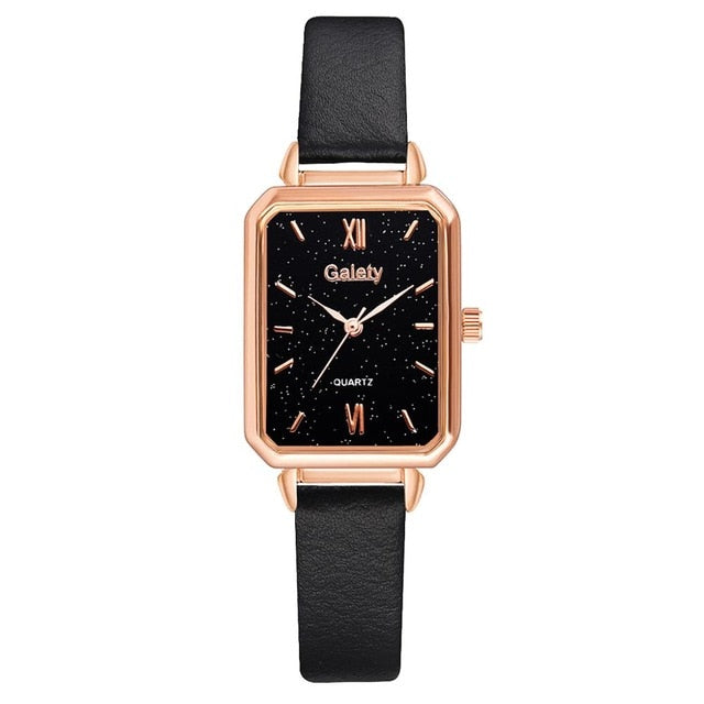 Women Watches Fashion Square Ladies Quartz Bracelet Set