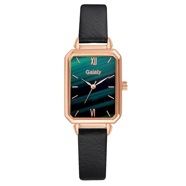 Women Watches Fashion Square Ladies Quartz Bracelet Set