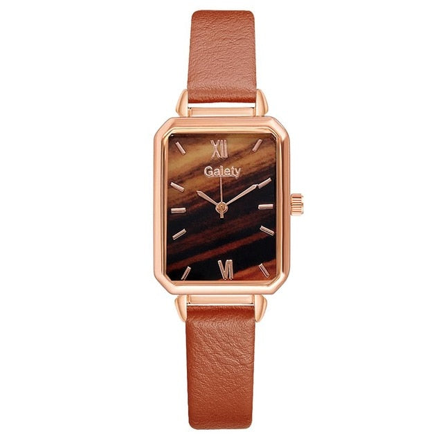 Women Watches Fashion Square Ladies Quartz Bracelet Set