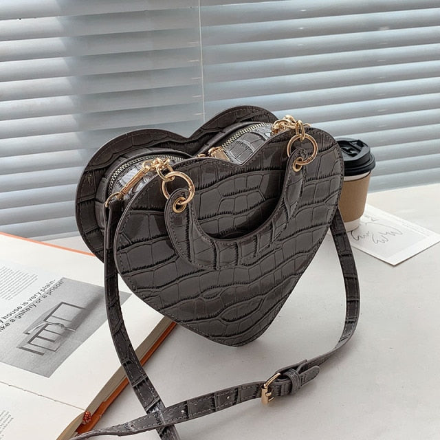 Heart Tote Bag PU Leather Crossbody Shoulder Purse Handbags