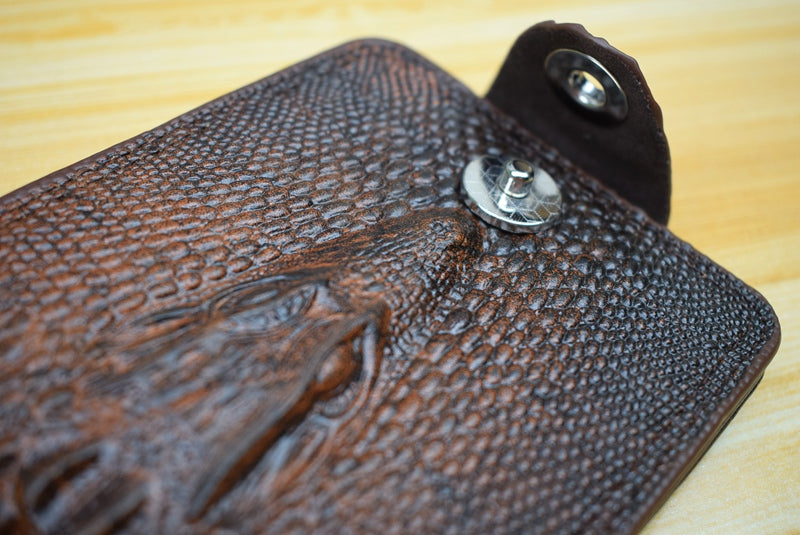 Men Wallet Leather Genuine Short Purse Vintage Style Crocodile
