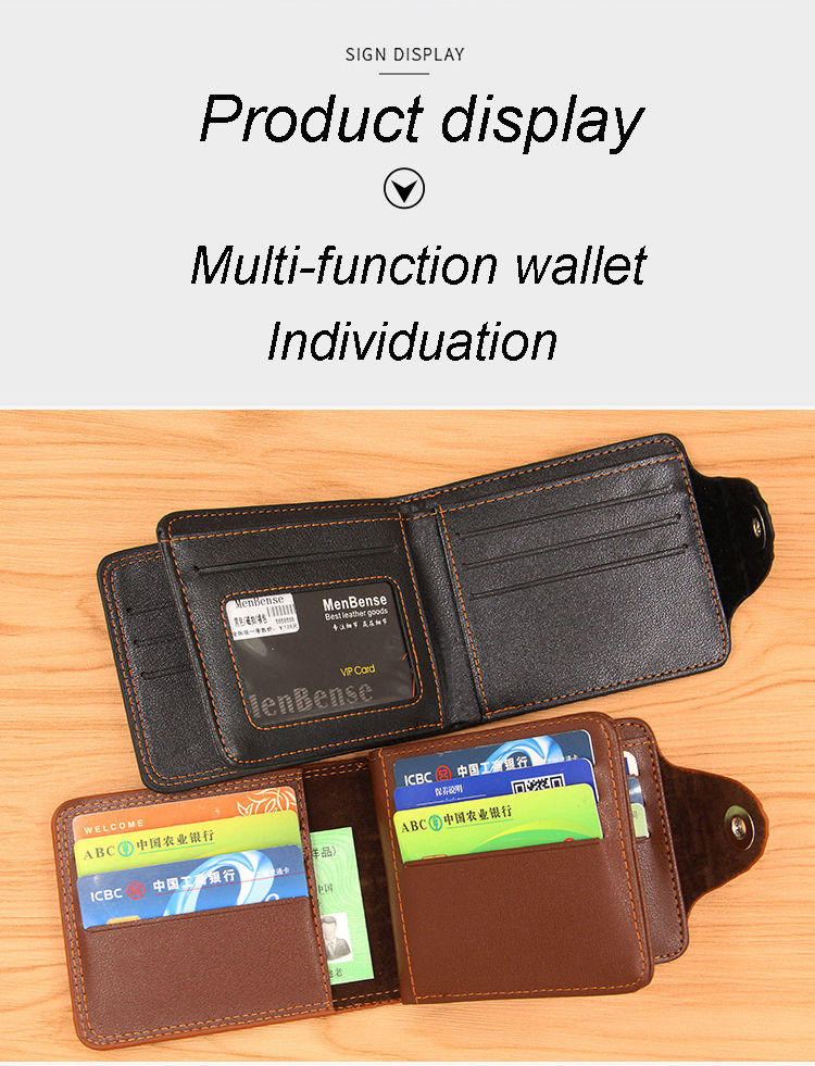 Men Wallet Leather Genuine Short Purse Vintage Style Crocodile