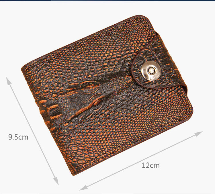 Men Wallet Leather Genuine Short Purse Vintage Style Crocodile