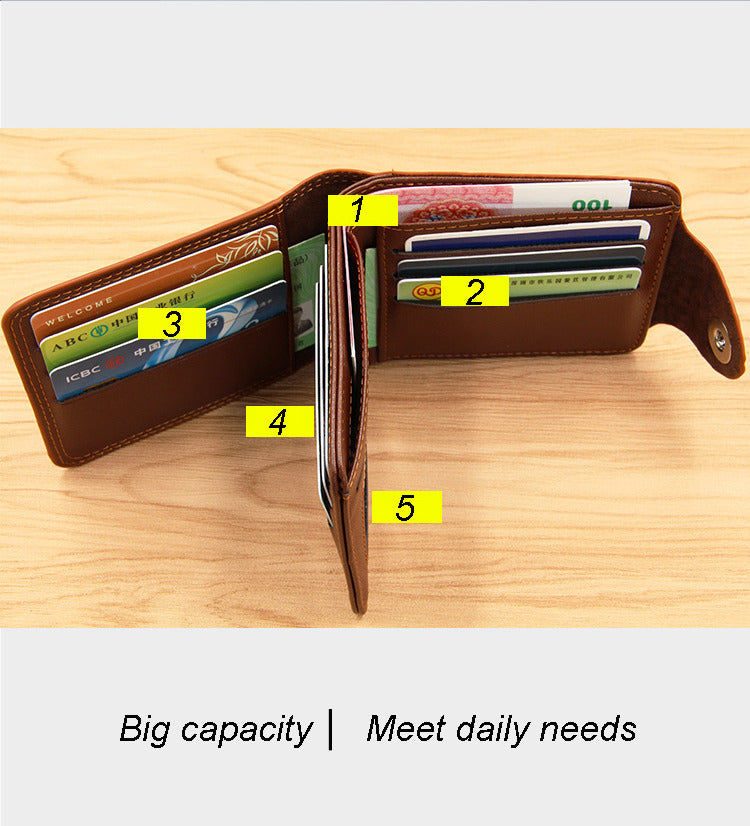 Men Wallet Leather Genuine Short Purse Vintage Style Crocodile