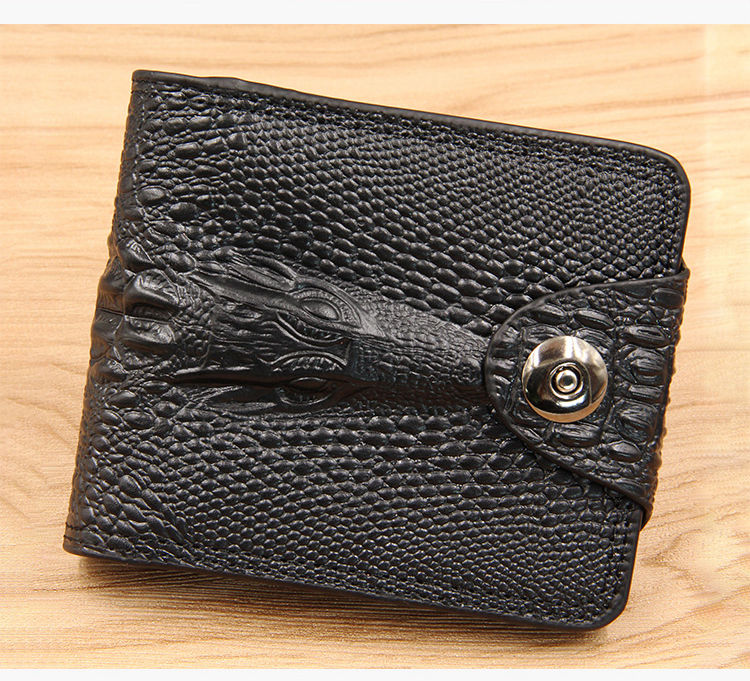 Men Wallet Leather Genuine Short Purse Vintage Style Crocodile