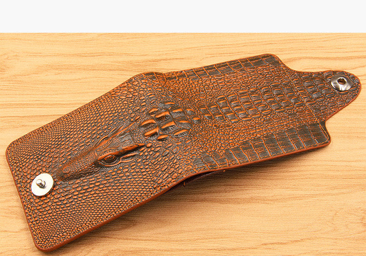 Men Wallet Leather Genuine Short Purse Vintage Style Crocodile