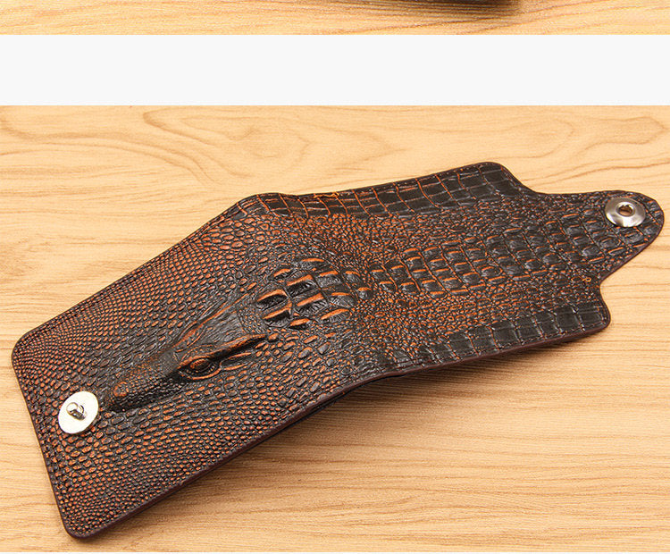 Men Wallet Leather Genuine Short Purse Vintage Style Crocodile