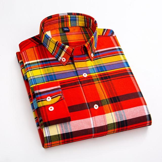 Plaid Oxford Long Sleeve Check Patterned Shirts