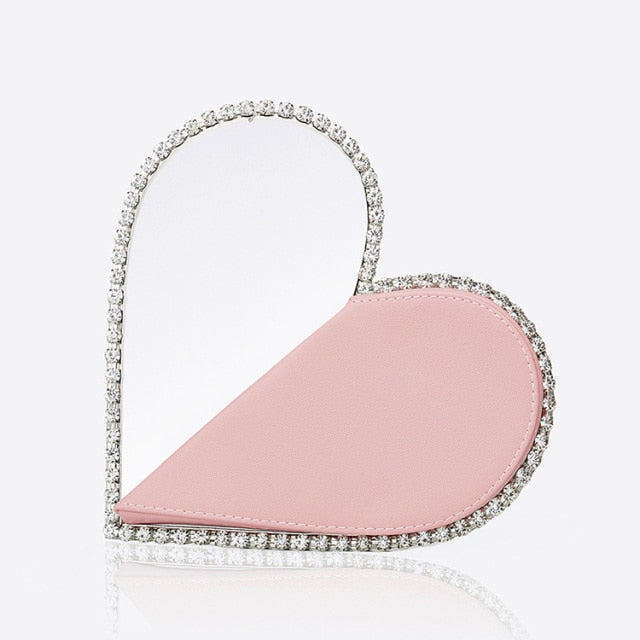 Diamond Red Heart Evening Clutch Bags Women Designer Chic Rhinestone Acrylic Handle Black Purse For Wedding Party