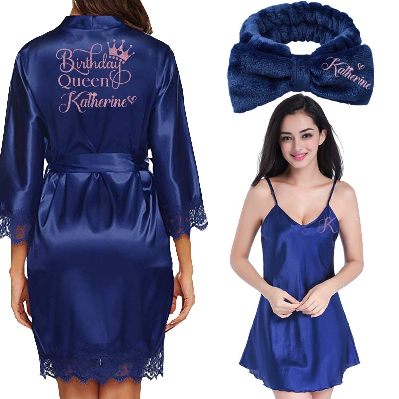 Personalized Lace Kimono Bride and Bridesmaid Robes Bachelorette Wedding