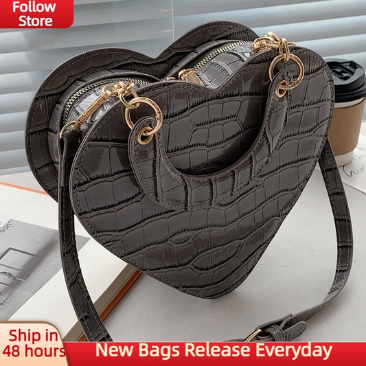 Heart Tote Bag PU Leather Crossbody Shoulder Purse Handbags