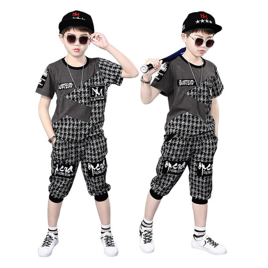 Boy Sets Summer Kids Clothes Fashion Short Sleeve T-shirt Pants School Children Sport Suit