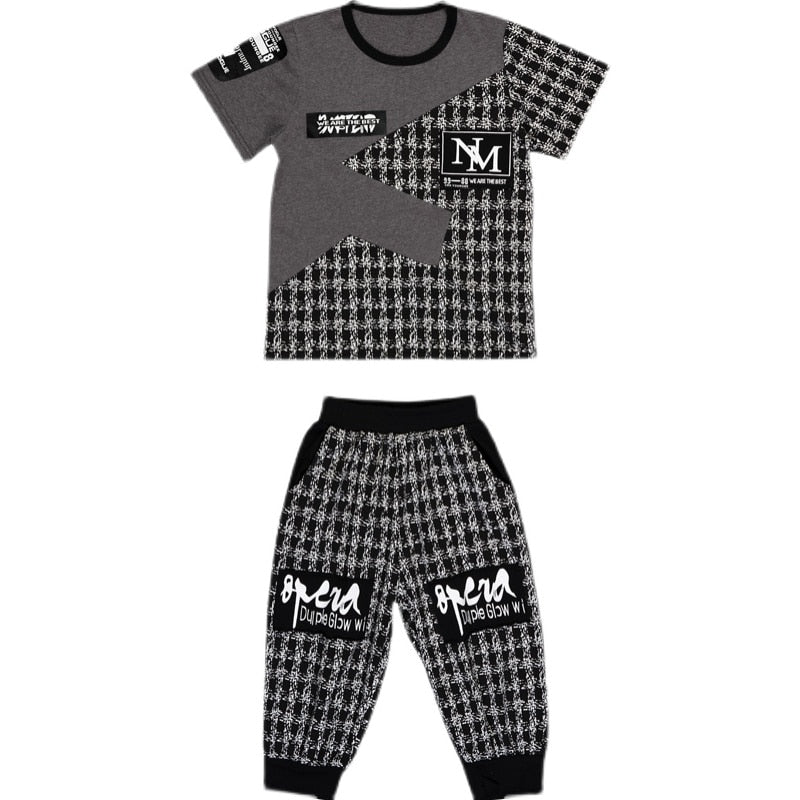 Boy Sets Summer Kids Clothes Fashion Short Sleeve T-shirt Pants School Children Sport Suit