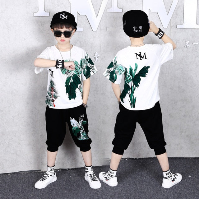 Boy Sets Summer Kids Clothes Fashion Short Sleeve T-shirt Pants School Children Sport Suit