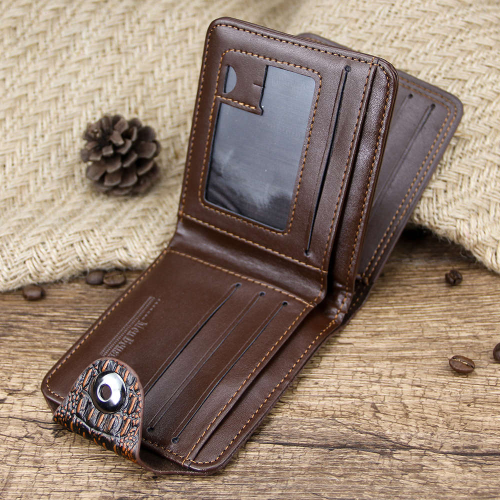 Men Wallet Leather Genuine Short Purse Vintage Style Crocodile