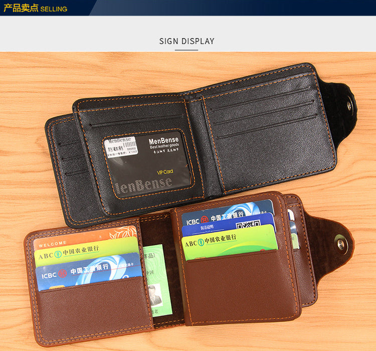 Men Wallet Leather Genuine Short Purse Vintage Style Crocodile