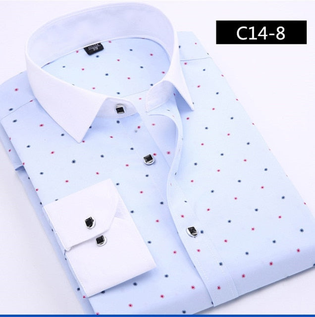 Designer Men Shirt Long Sleeve Casual Shirt Slim Fit Print Shirts