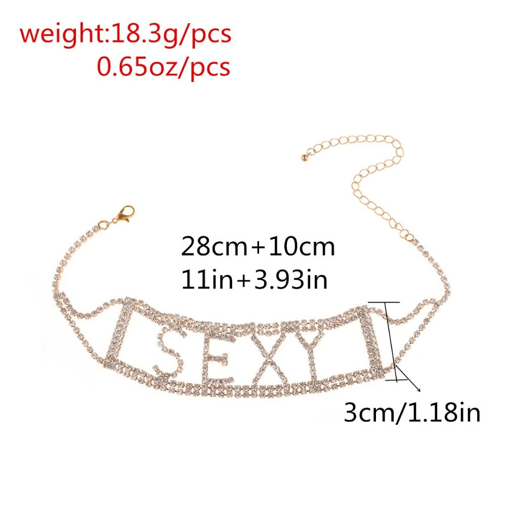 Liliana Fashion Rhinestone Choker Necklace-rhinestone necklace-Free Item Online