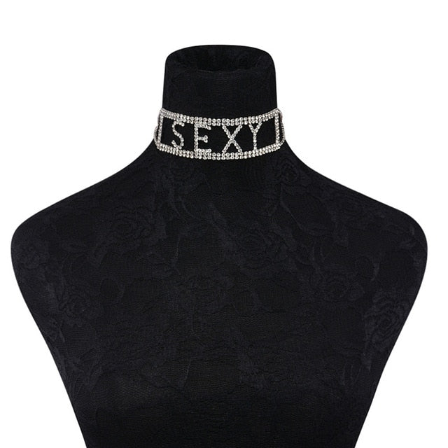 Liliana Fashion Rhinestone Choker Necklace-rhinestone necklace-Free Item Online