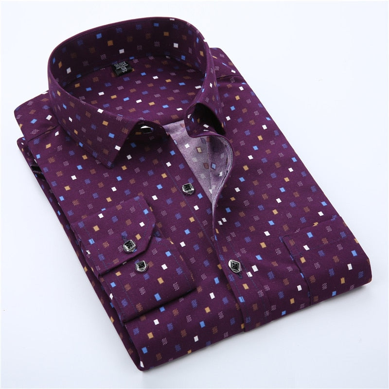 Designer Men Shirt Long Sleeve Casual Shirt Slim Fit Print Shirts