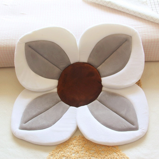 2 IN 1 Baby Lotus Plush Flower Bath And Play Mat 4 Or 7 Petals-baby bath accessory-Gray 4 petals-Free Item Online