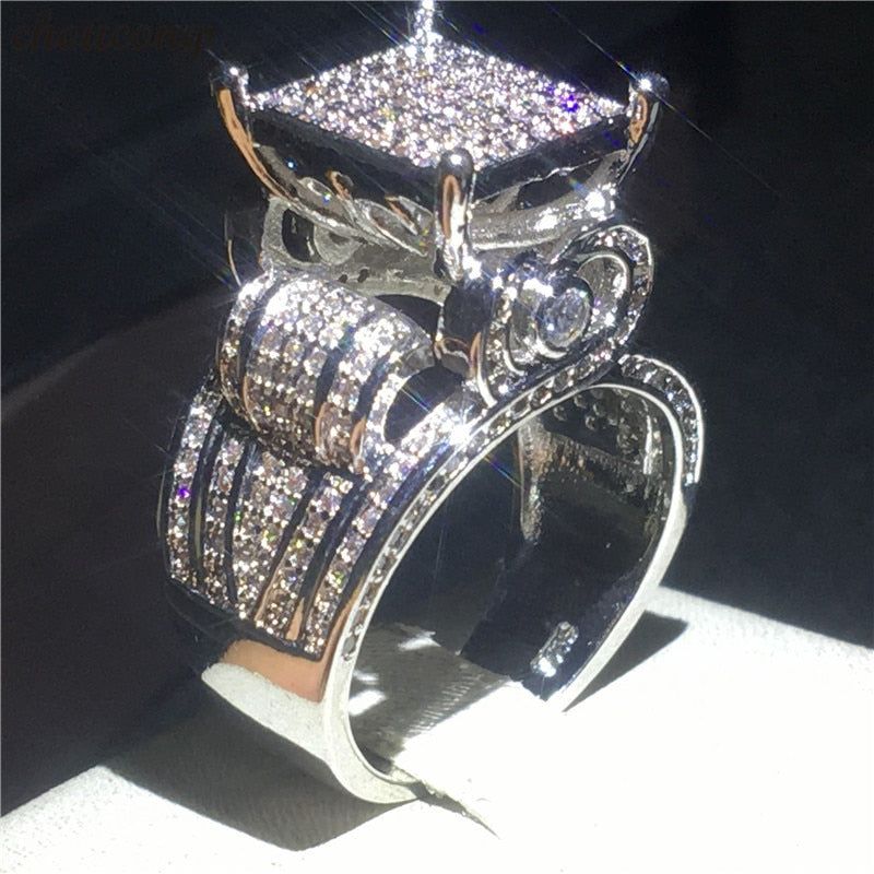 Judy High End Luxury 925 sterling Silver Pave setting AAAAA CZ Engagement Band Rings Women Wedding Jewelry Gift-wedding ring-Free Item Online