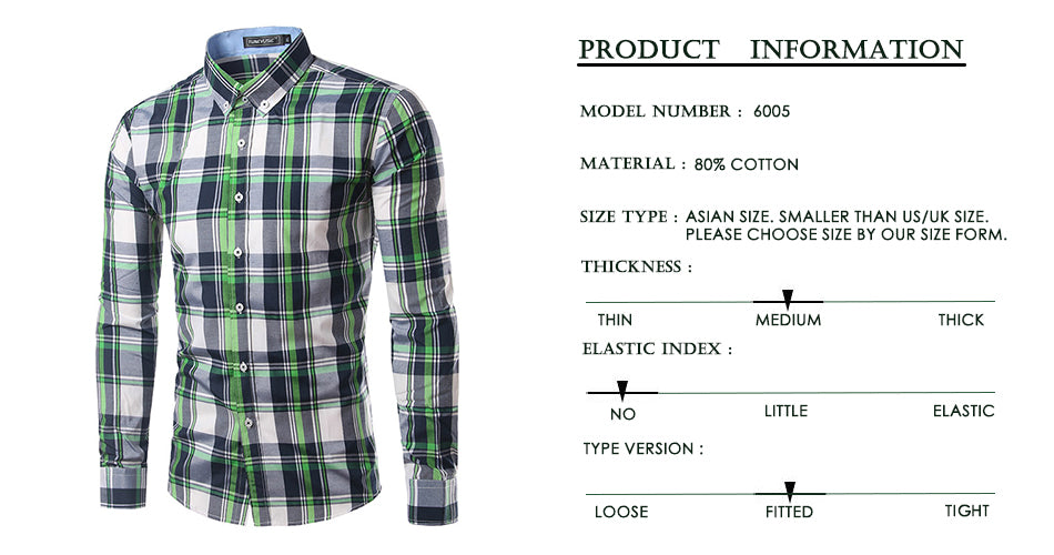 Jesse Men Plaid Long Sleeve Slim Fit Shirt-Men's shirt-Free Item Online-Free Item Online