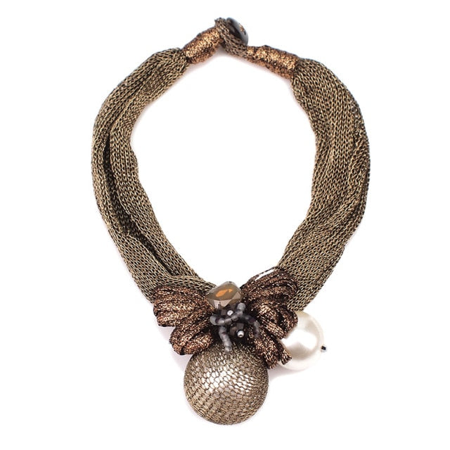 Simulated Pearl Pendants Necklaces Women Crystal Beads Statement Necklace Jewelry Choker