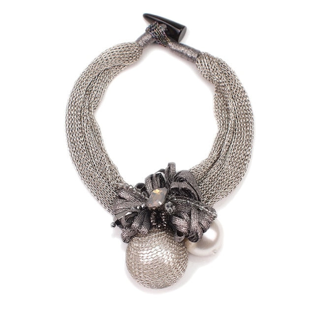 Simulated Pearl Pendants Necklaces Women Crystal Beads Statement Necklace Jewelry Choker