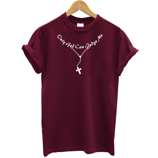 Only God Can Judge Me Print Cross T Shirt Women-christan top-Free Item Online-Free Item Online