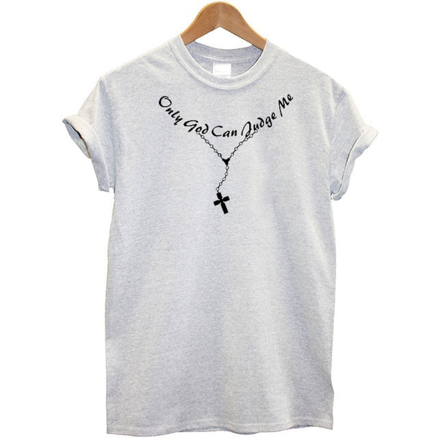 Only God Can Judge Me Print Cross T Shirt Women-christan top-Free Item Online-G319-Sportgrey-L-Free Item Online