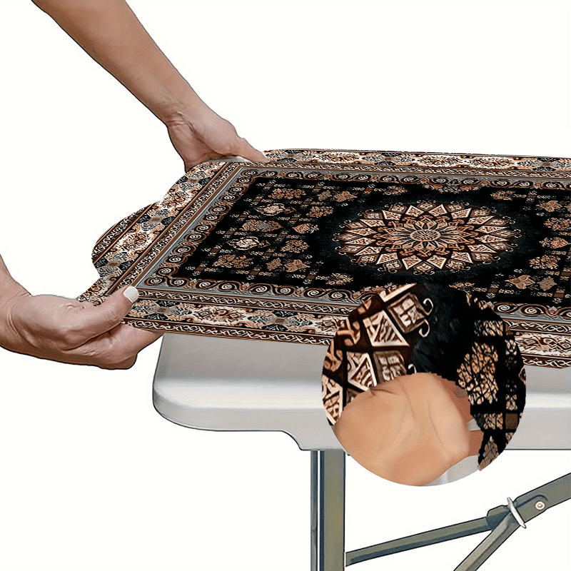 1pc, Elastic Edge Tablecloth, [Luxurious Design] European Pattern Tablecloth - High-end Home Decoration, Enhances the Aesthetics of the Dining Table, Outdoor Set, Picnic Accessories, Can be Used Indoors and Outdoors.