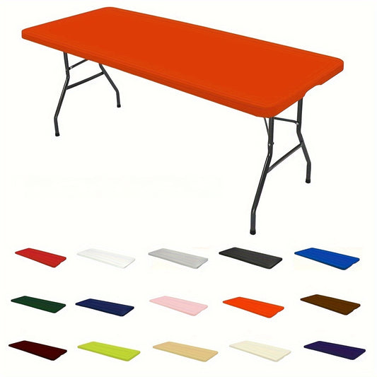 1pc Rectangular Semi-Circle Tablecloth, Wrinkle-Resistant Washable Stretch Fit Polyester Table Cover, Suitable for Parties, Weddings, Gardens, Outdoor, Dining, Picnic