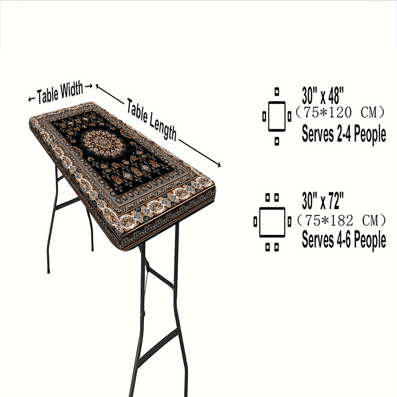 1pc, Elastic Edge Tablecloth, [Luxurious Design] European Pattern Tablecloth - High-end Home Decoration, Enhances the Aesthetics of the Dining Table, Outdoor Set, Picnic Accessories, Can be Used Indoors and Outdoors.