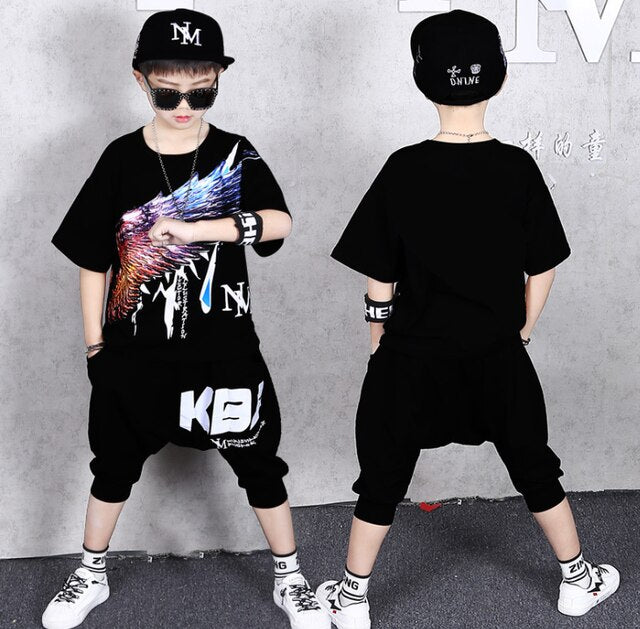 2 Pieces Suit Kids Boys Clothing Sets Hip-hop Summer Outfits