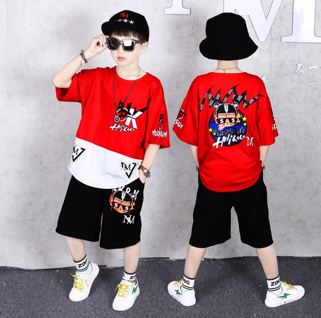 2 Pieces Suit Kids Boys Clothing Sets Hip-hop Summer Outfits