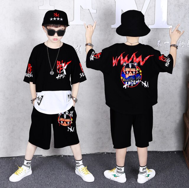 2 Pieces Suit Kids Boys Clothing Sets Hip-hop Summer Outfits
