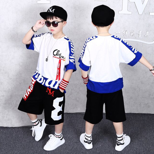 2 Pieces Suit Kids Boys Clothing Sets Hip-hop Summer Outfits