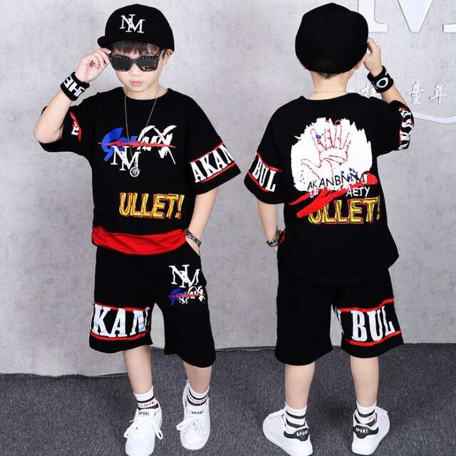 2 Pieces Suit Kids Boys Clothing Sets Hip-hop Summer Outfits