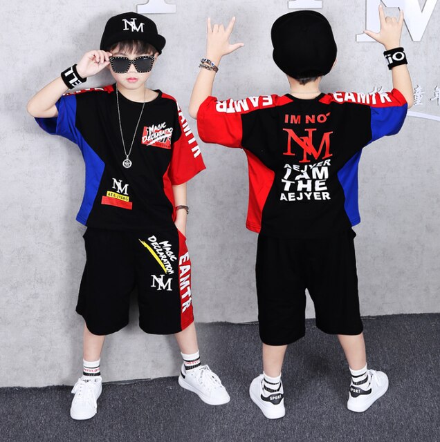 2 Pieces Suit Kids Boys Clothing Sets Hip-hop Summer Outfits