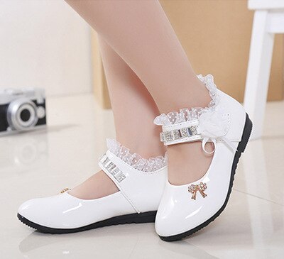 Children Elegant Princess Leather Sandals Kids Girls Wedding Dress Party Beaded Shoes For Girls