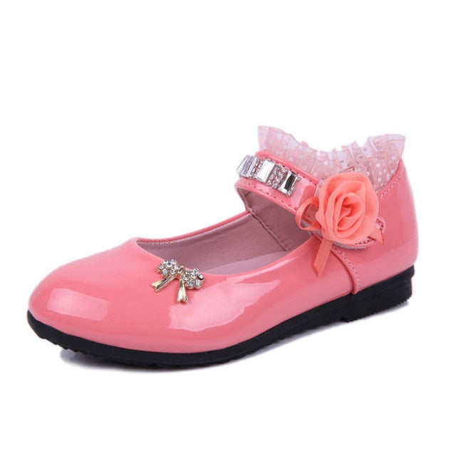 Children Elegant Princess Leather Sandals Kids Girls Wedding Dress Party Beaded Shoes For Girls