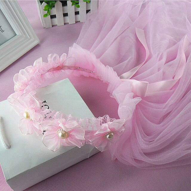 Little Princess Hairband Double Layers Tulle Bridal Veils Wreath Headband