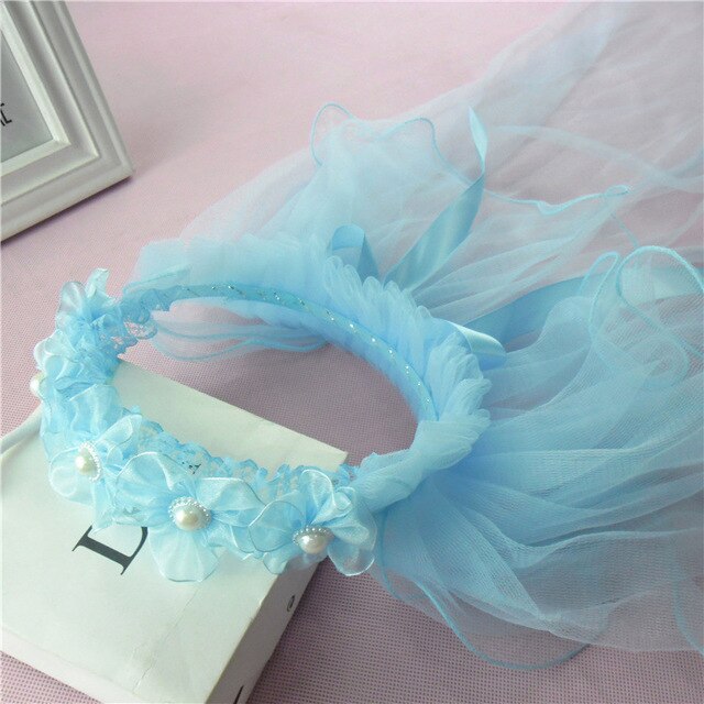 Little Princess Hairband Double Layers Tulle Bridal Veils Wreath Headband