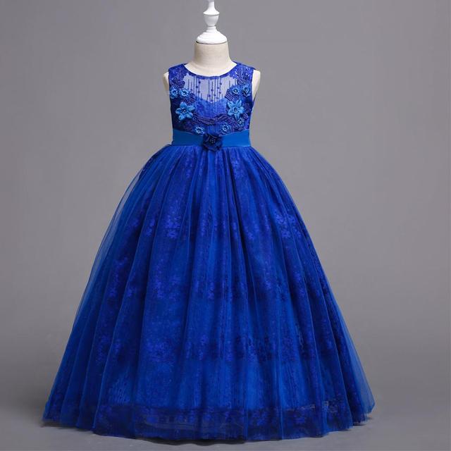 Princess Lace Dress Kids Long  Formal Ball Gown