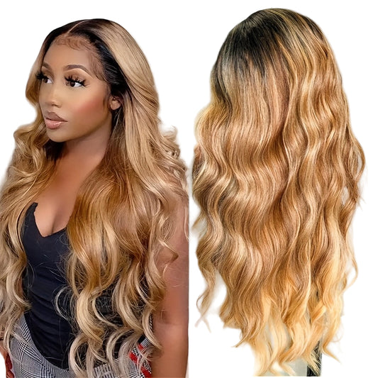 Dark Brown to Blonde Gradient Body Wave Wig