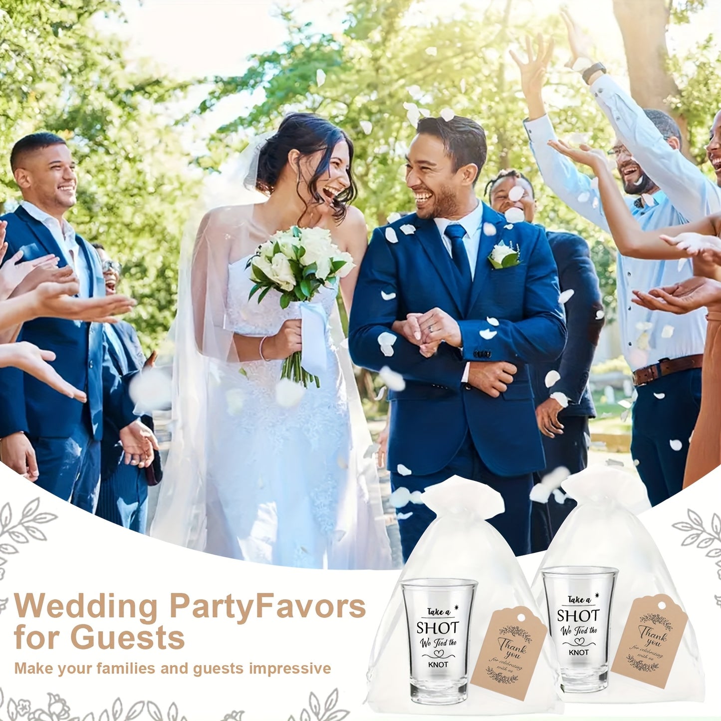 90pcs/30 Sets Wedding Favors for Guests, Acrylic Clear Shot Glasses with Thank You Cards, Organza Bags And 'Take A Shot We Tied The Knot' Stickers for Engagement Bridal Shower Party Gift Souvenirs, Birthday Party, Multi-Item