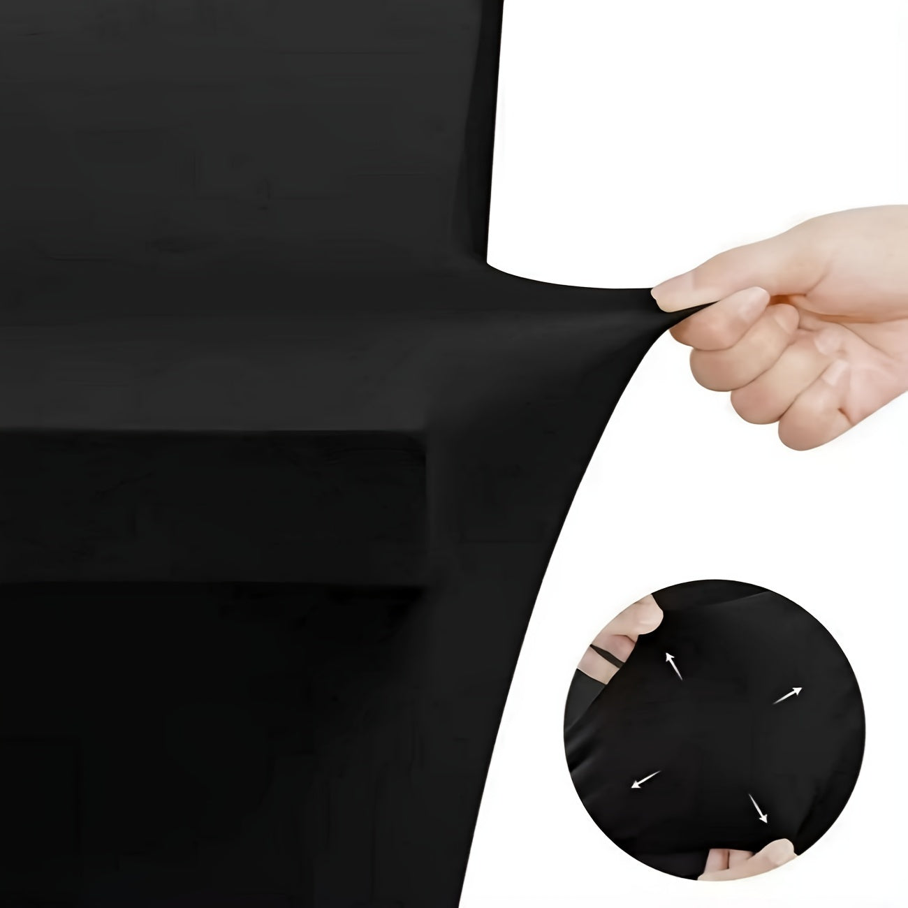 16pcs/Pack Of Rectangular 6ft Elastic Knit Fabric Table Covers, Black Color, Suitable for Decorating Dining Tables In Kitchens, Outdoor Events, Valentine's Day, Women's Day, Easter, Anti-wrinkle And Easy-to-clean Table Cover,
