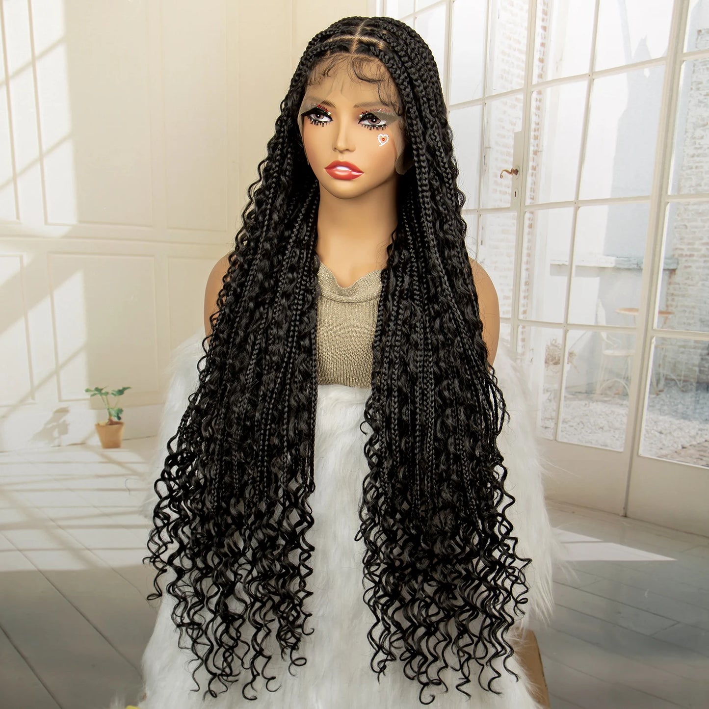 Long 36" Knotless Box Braided Wig with Curls